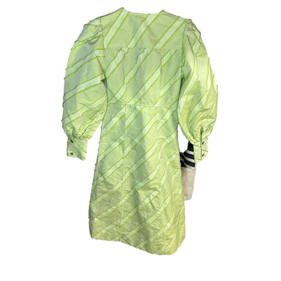 Ganni Green Dress with puff sleeves Midi suze 34 US 2 - Picture 10 of 16